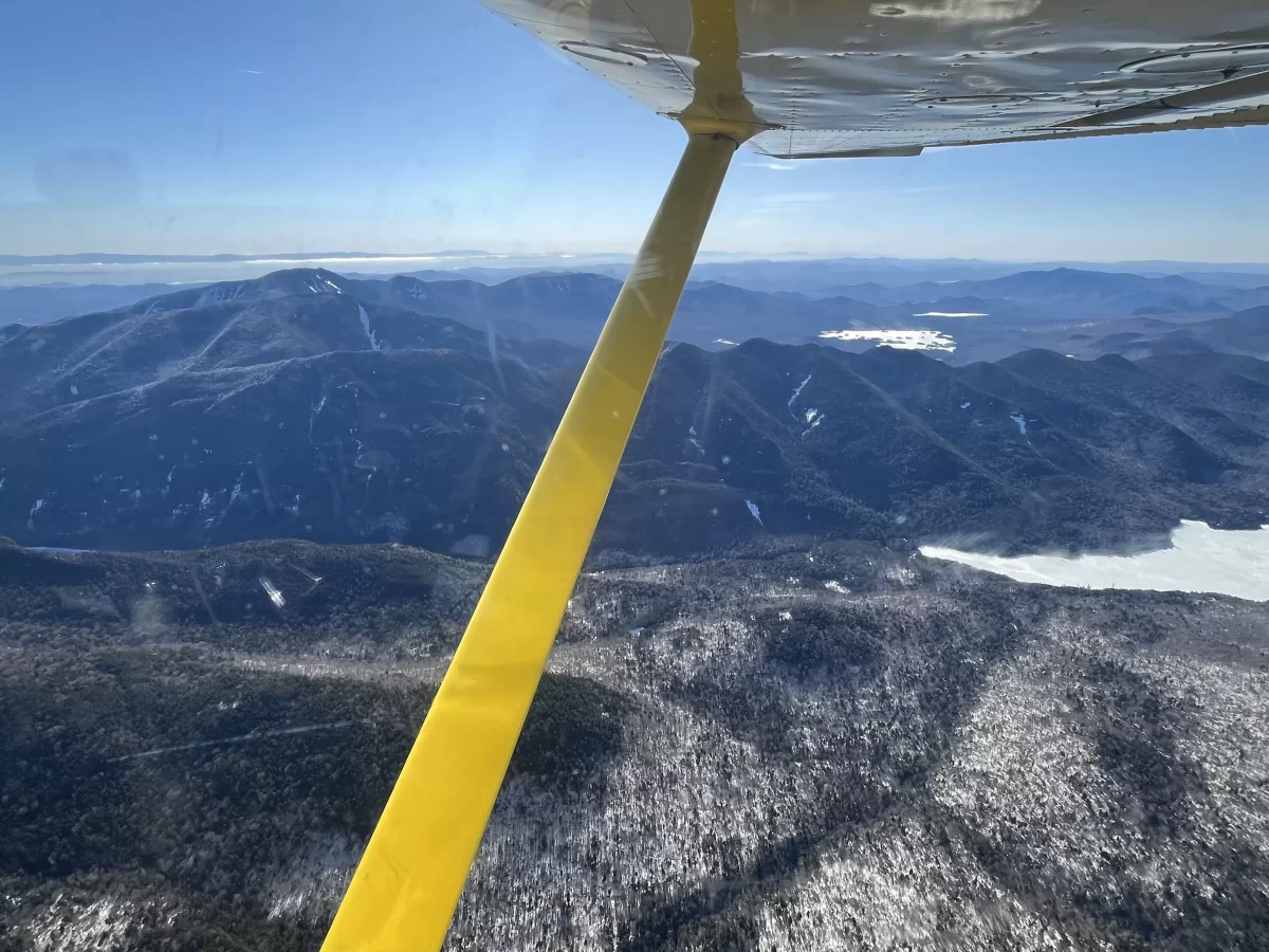 Overlooking the Adirondack mountains by airplane